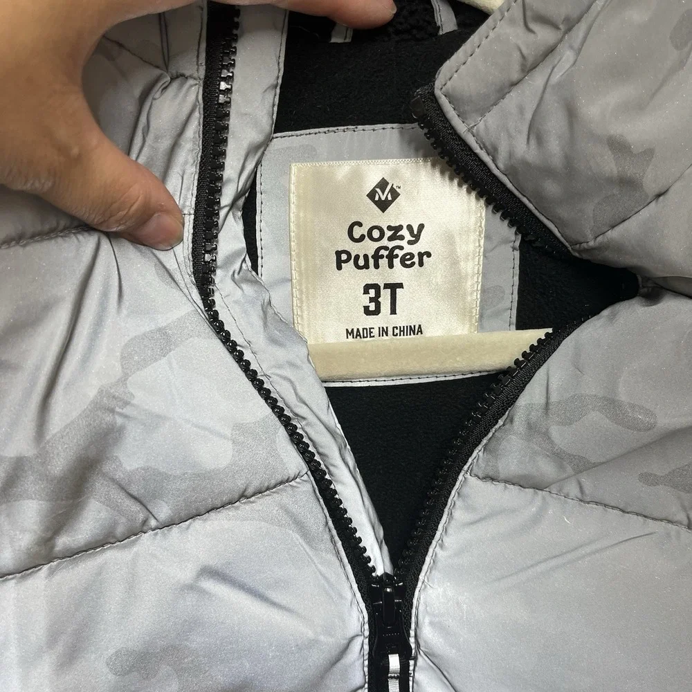 Members Mark Cozy Puffer Jacket Boys‎ 3T Reflective Camo Winter Snow Warm